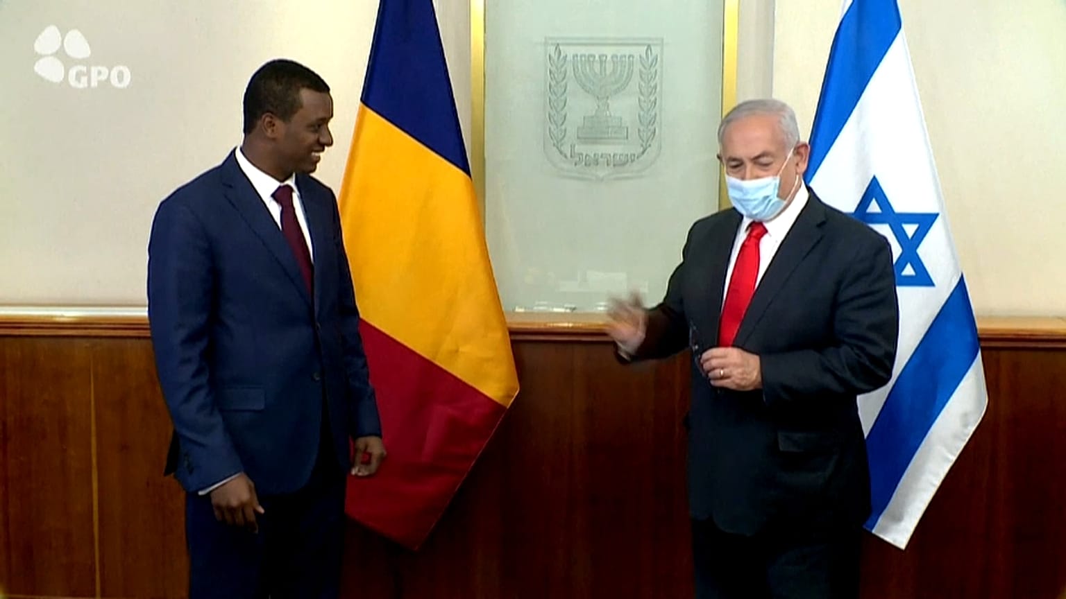 رئيس الوزراء الإسرائيلي بنيامين نتنياهو يستقبل في القدس وفداً تشادياً برئاسة عبد الكريم إدريس ديبي، أحد أبناء الرئيس التشادي