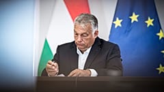 Orbán Viktor a visegrádi országok miniszterelnökeinek videokonferenciáján 2020. augusztus 19-én.