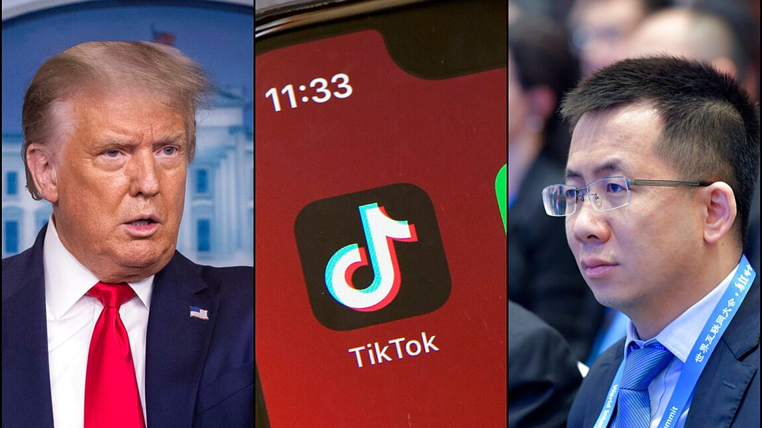 ABD Başkanı Donald Trump (solda) Tiktok'un Çin'deki CEO'su Zhang Yiming (sağda)