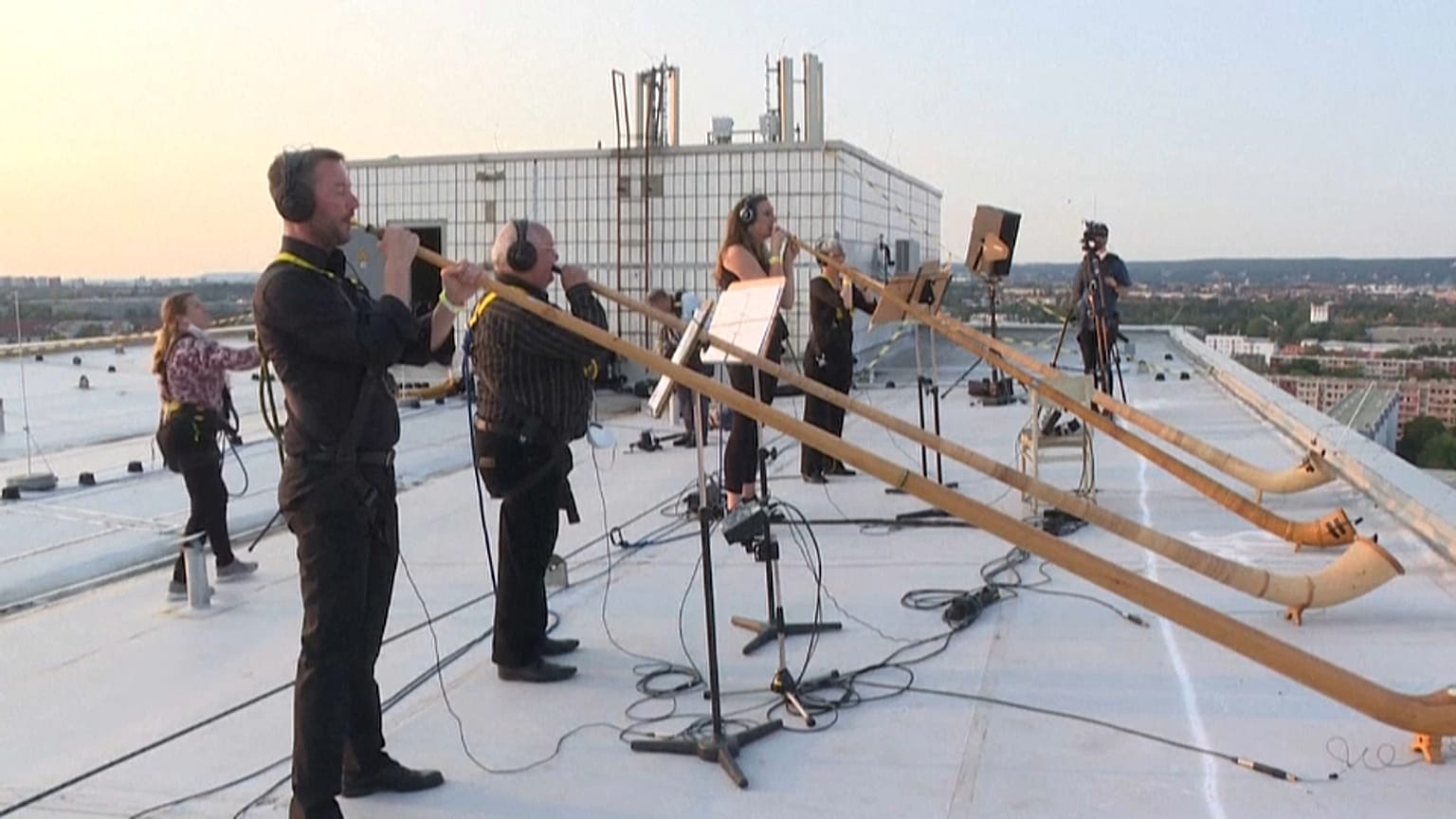 A Dresde, un concert sur le toit des immeubles