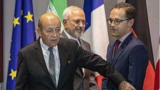 French Foreign Minister Jean-Yves Le Dria, Iranian Foreign Minister Javad Zarif, and German Foreign Minister Heiko Maas