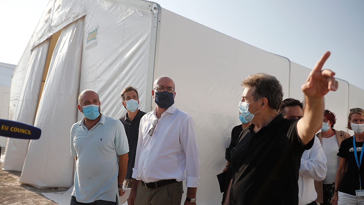 Σαρλ Μισέλ και Μιχάλης Χρυσοχΐδης στην Λέσβο