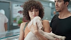 The commercial, featuring a live lamb, asks viewers to 'make the connection' between animals and food.