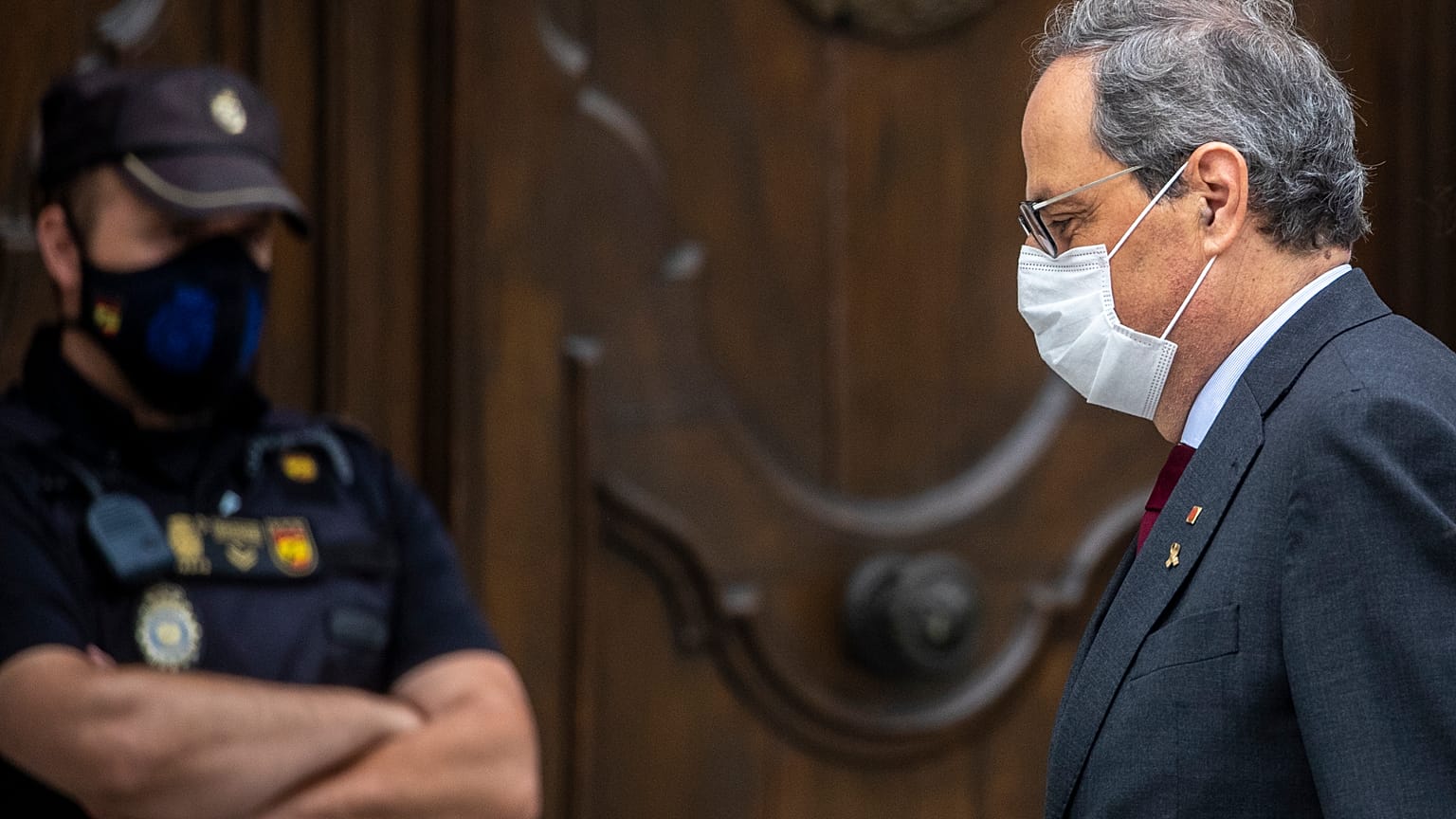 El presidente autonómico de Cataluña, Quim Torra, a la entrada del Tribunal Supremo