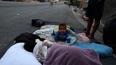 Obachloses Baby auf Lesbos