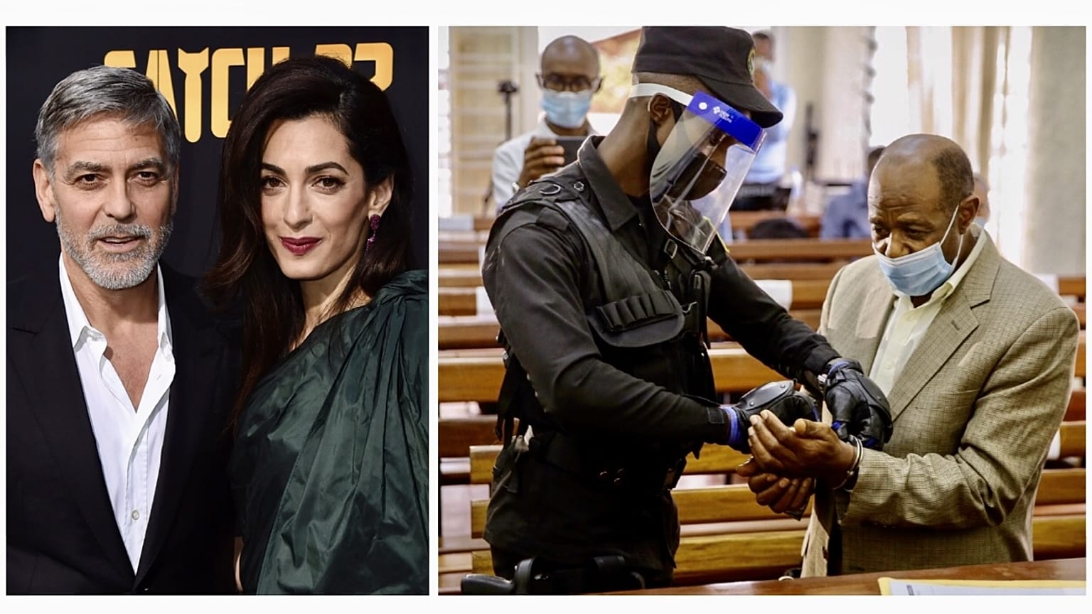  George Clooney és felesége, Amal Clooney nemzetközi jogász / Paul Rusesabagina a bíróságon