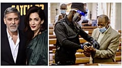  George Clooney és felesége, Amal Clooney nemzetközi jogász / Paul Rusesabagina a bíróságon
