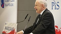 The leader of PiS Party (Law and Justice) Jaroslaw Kaczynski speaks during a campaign convention in Warsaw