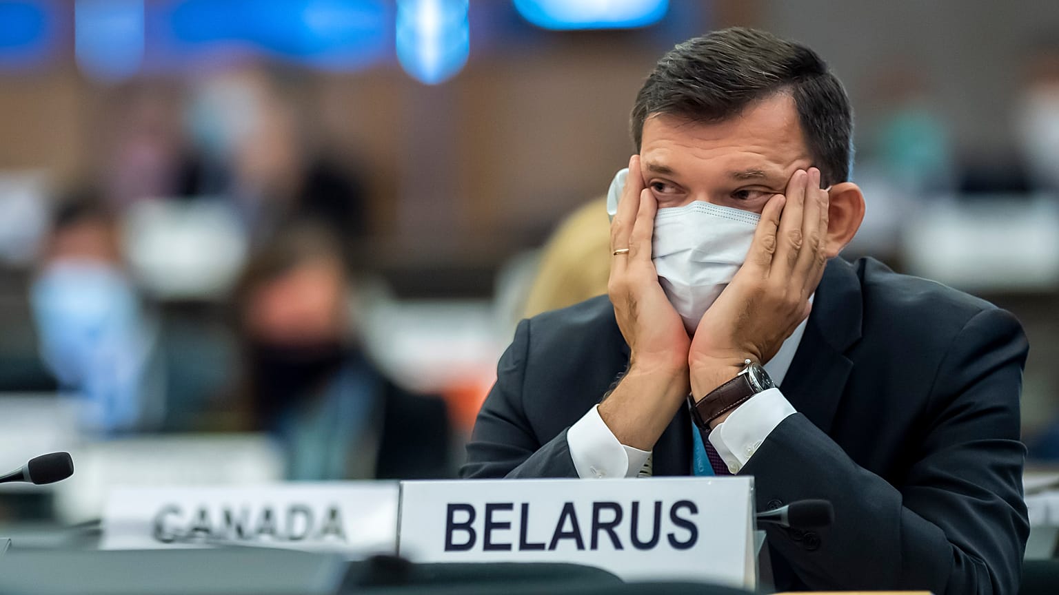 Yury Ambrazevich, Belarus' Permanent Representative to the UN Office, during the opening of 45th session of the Human Rights Council, at the UN in Geneva.