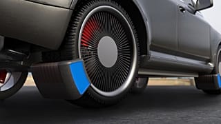 Device that captures microplastic particles from tyres as they are emitted.