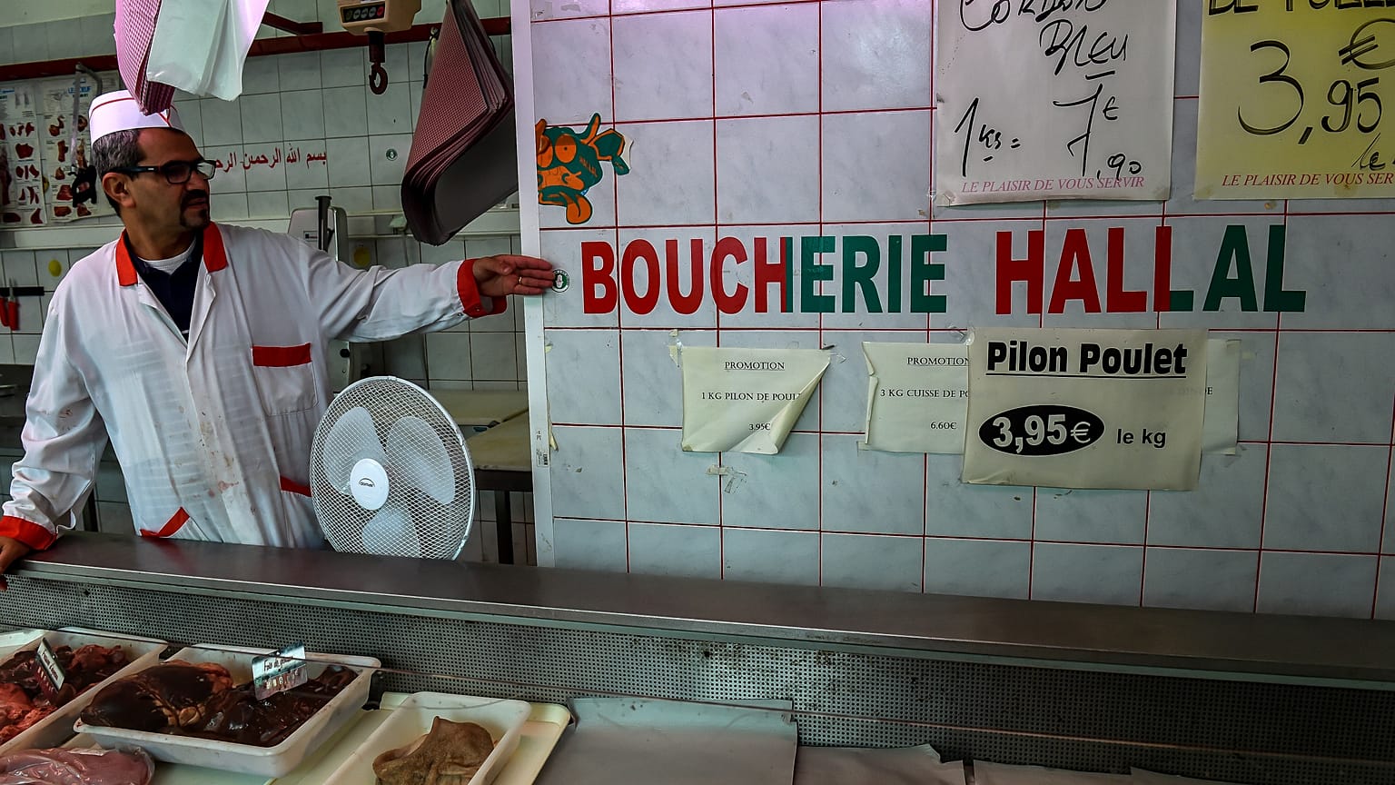File pic: A halal butcher in France