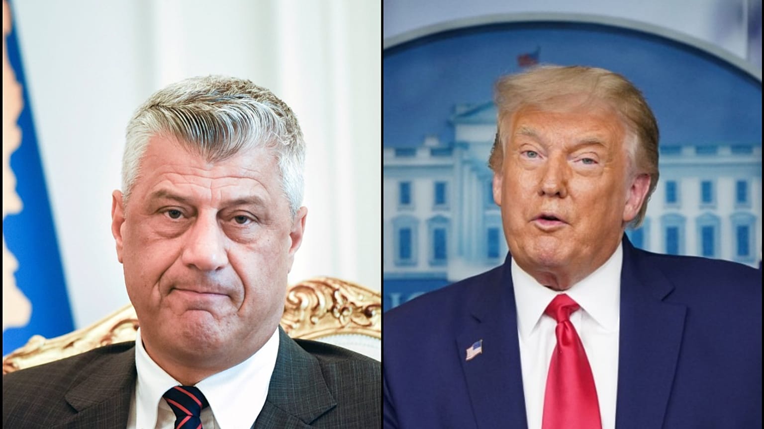Kosova Cumhurbaşkanı Haşim Thaci (solda), ABD Başkanı Donald Trump (sağda)