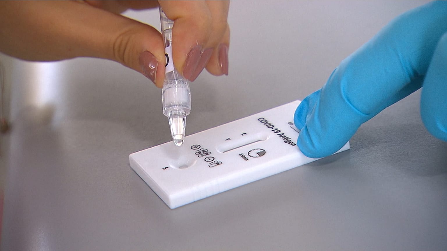 Solution is pipetted onto a test cassette