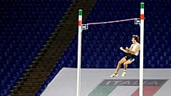 Sweden's Armand Duplantis in action to jump m. 6.15, the highest ever outdoor mark, during the men's pole vault competition at the Golden Gala