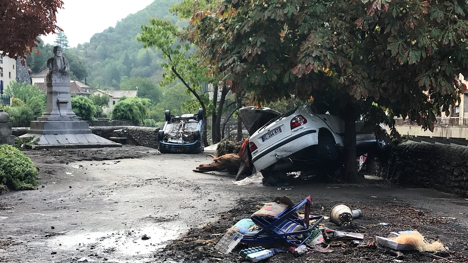 Dégâts dans la commune de Valleraugue dans le Gard en France suite aux inondations du 20 septembre 2020