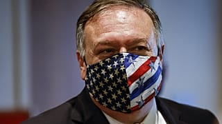 FILE - In this Aug. 20, 2020 file photo Secretary of State Mike Pompeo departs a meeting with members of the UNSC about Iran's alleged non-compliance with a nuclear deal.