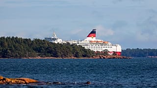 Viking Line ferry M/S Amorella run aground off the Aland islands, as seen from Finland.
