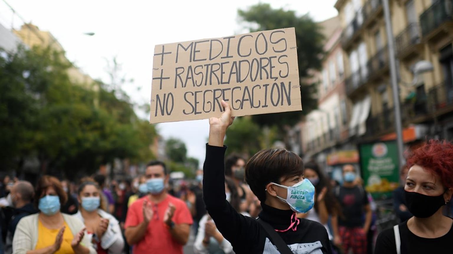 Manifestación en Vallecas contra los confinamientos selectivos
