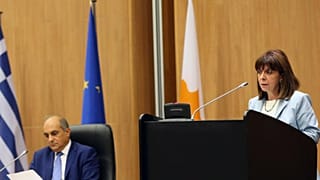 Η ΠτΔ κατά την ομιλία της στην Κυπριακή Βουλή