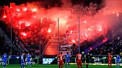 Bayern München szurkolók a vendégszektorban Hoffenheimben 2020. február 29-én