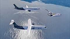 Die drei Prototypen von Airbus-Wasserstoffflugzeugen als Animation