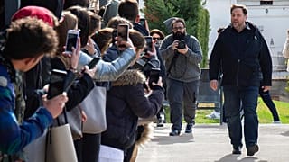 El exvicepresidente catalán Oriol Junqueras durante un permiso para trabajar como profesor en Vic, en marzo de 2020