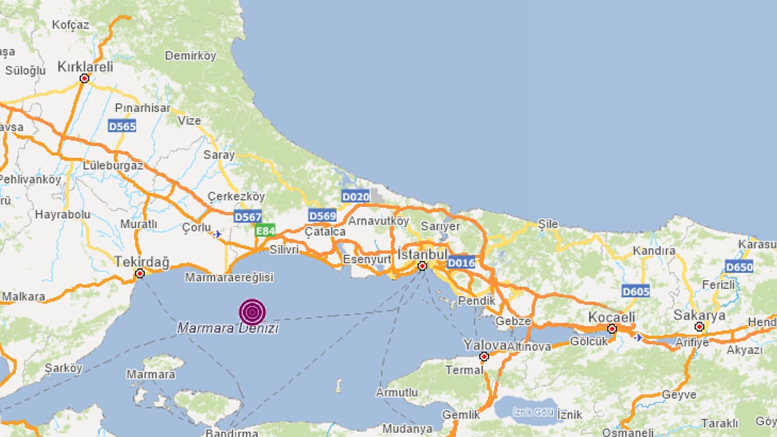 Marmara Denizi'nde deprem