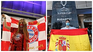 Szurkolók a Puskás Aréna előtt