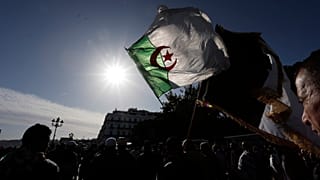 متظاهر يرفع علم الجزائر في احتجاج ضد الحكومة - 20196/12/06
