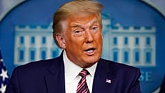 President Donald Trump speaking during a news conference at the White House, Sunday, Sept. 27, 2020, in Washington.