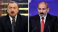 نیکول پاشینیان، نخست وزیر ارمنستان و الهام‌ علی‌اف، رئیس جمهوری آذربایجان