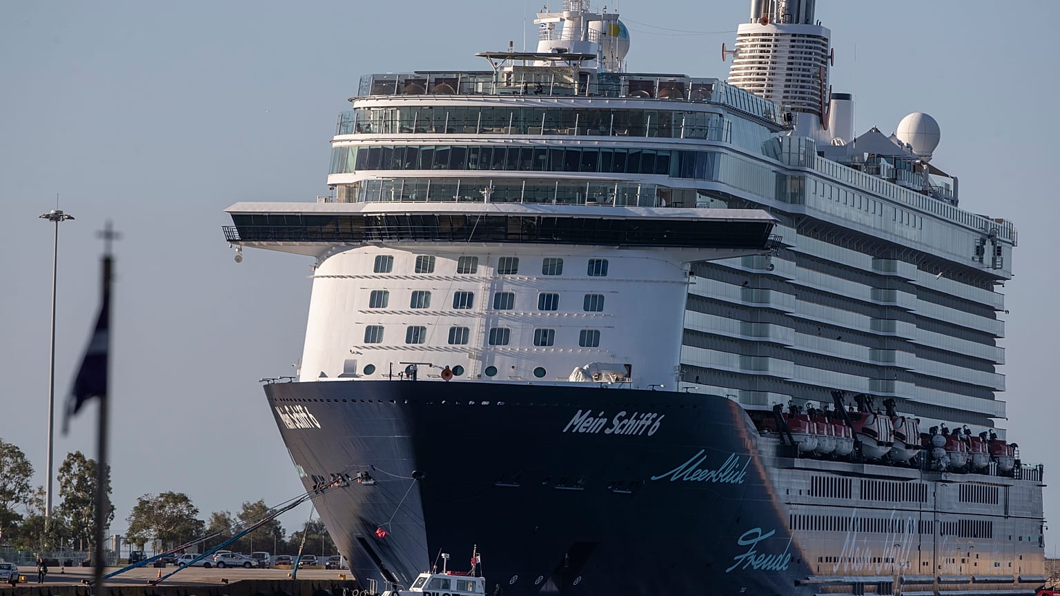 The UK government is considering using cruise ships, possibly similar to this one docked near Athens this week, to process asylum seekrs