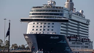 The UK government is considering using cruise ships, possibly similar to this one docked near Athens this week, to process asylum seekrs