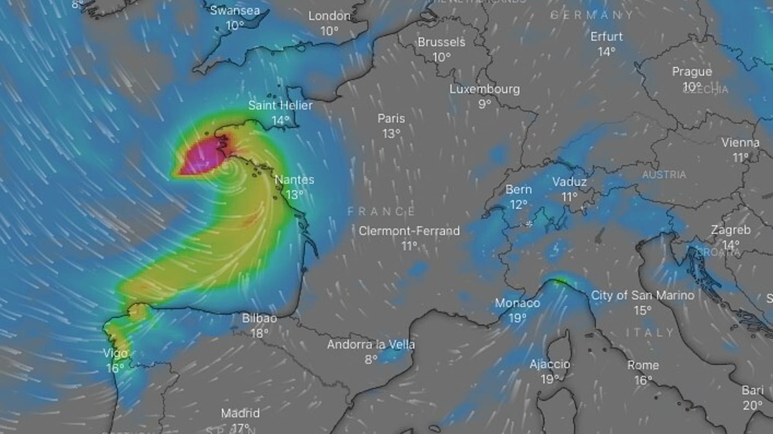 Storm Alex in the early hours of October 2.