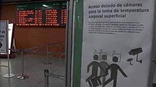 Hygienehinweis am Bahnhof in Madrid