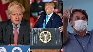 Boris Johnson, left, is the UK prime minister; Donald Trump, centre, is the US president; Jair Bolsonaro, right, is Brazil's president.