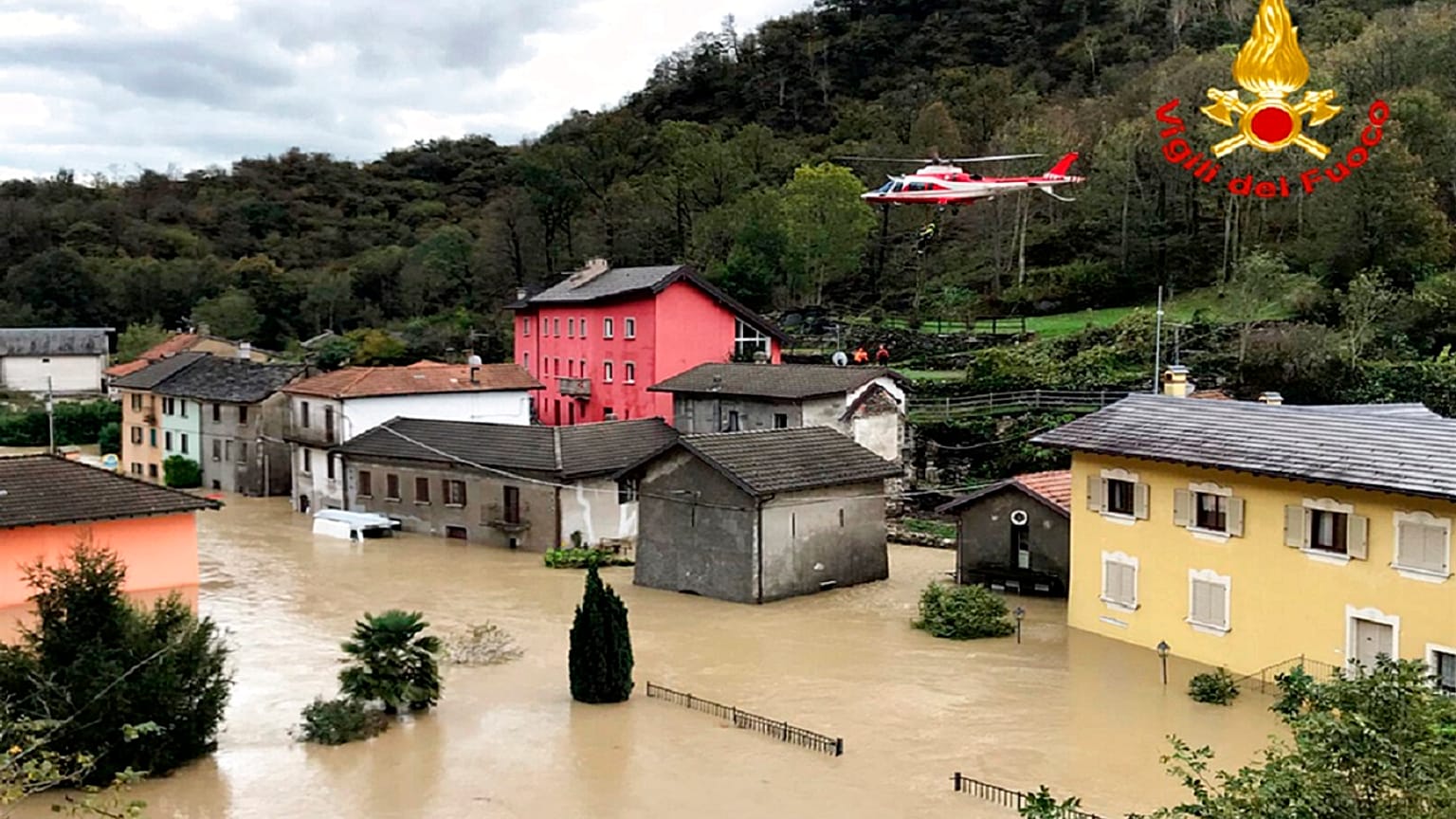 Uma das zonas afetadas pela tempestade "Alex" na região do Piemonte, Itália