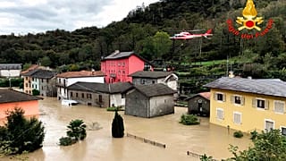 Uma das zonas afetadas pela tempestade "Alex" na região do Piemonte, Itália