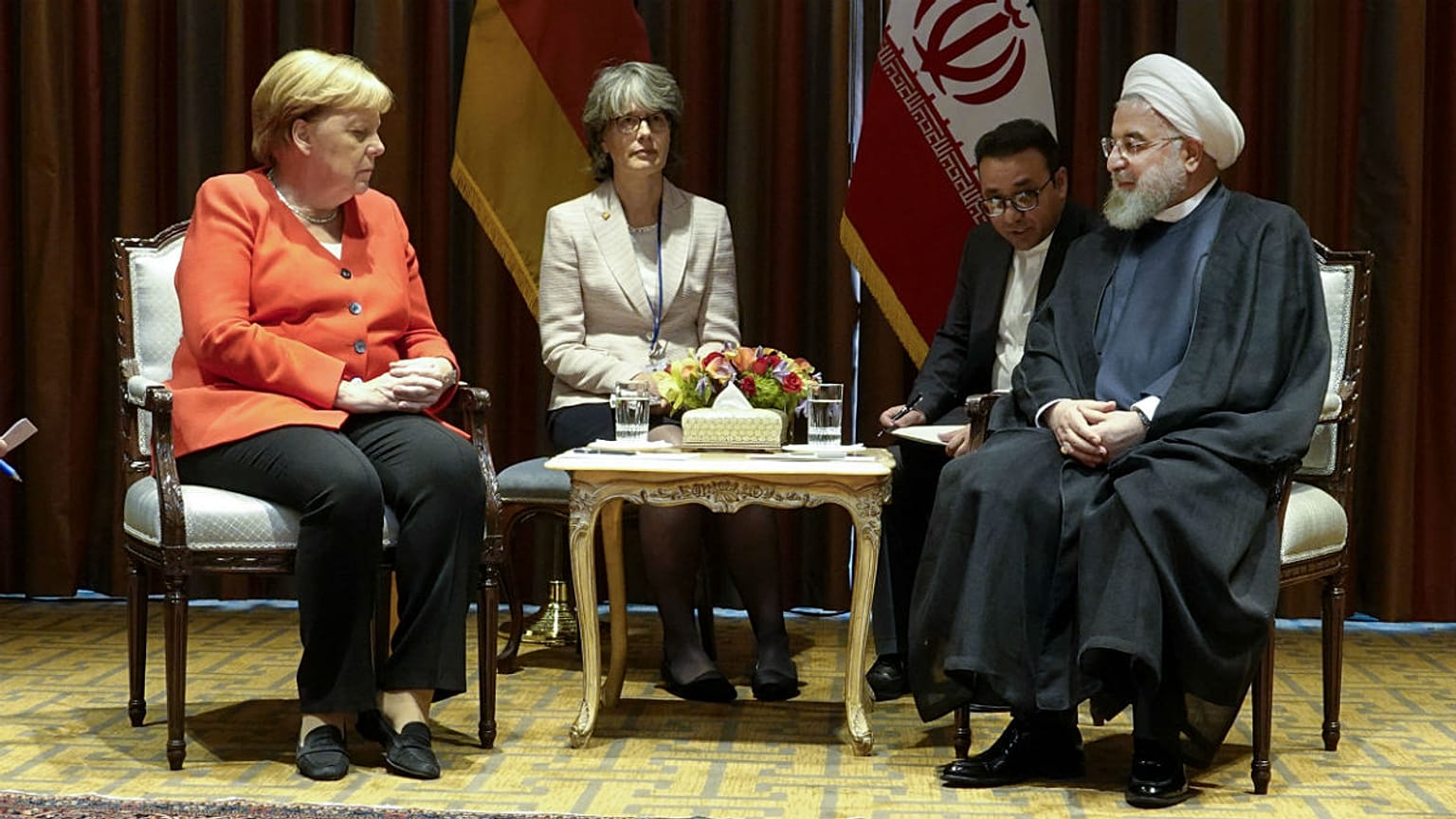 دیدار آنگلا مرکل، صدراعظم آلمان و حسن روحانی، رئیس جمهوری ایران در حاشیه نشست مجمع عمومی سازمان ملل، سال ۲۰۱۹