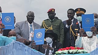 اتفاق سلام جنوب السودان الموقع في جوبا في 3 أكتوبر / تشرين الأول 2020.