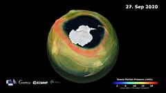 Agujero de ozono el 27 de septiembre de 2020