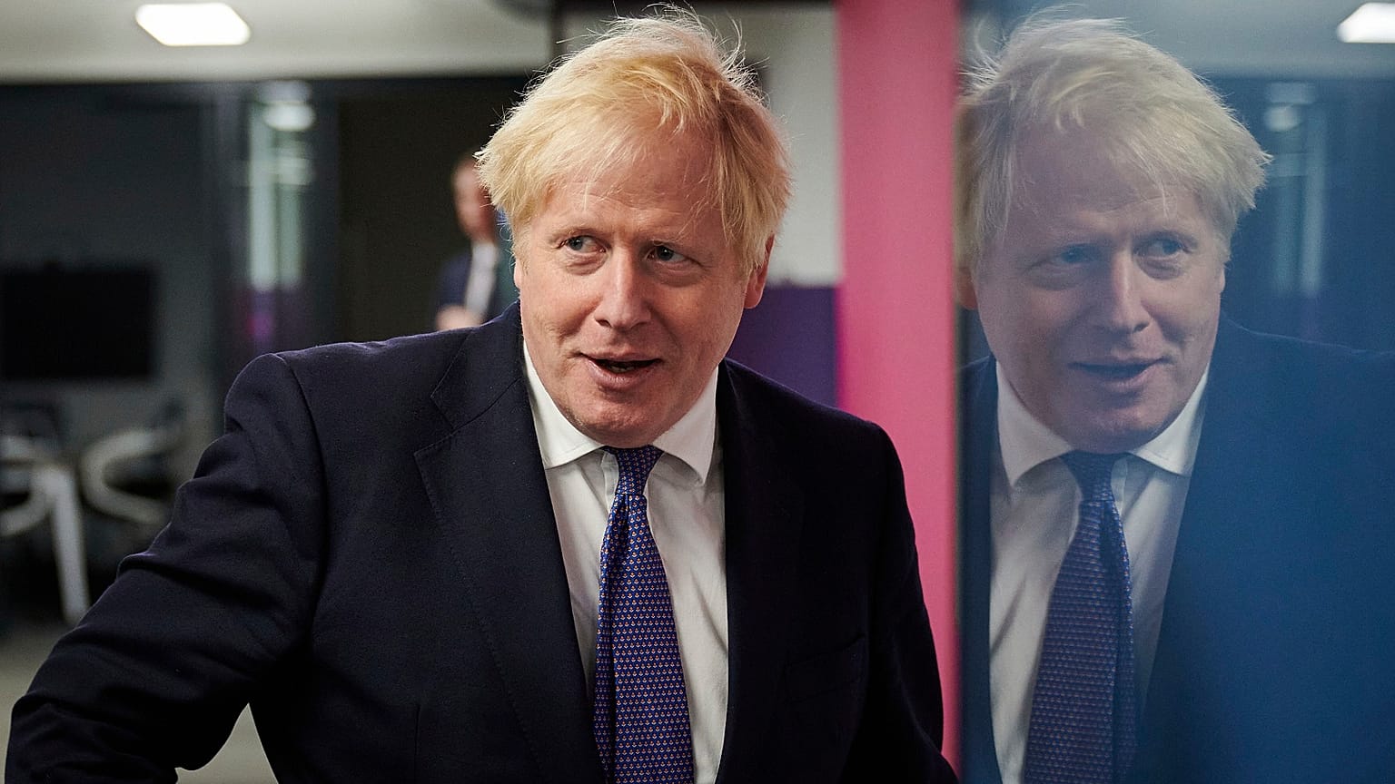 Britain's Prime Minister Boris Johnson visits the headquarters of Octopus Energy in London, Monday October 5, 2020.