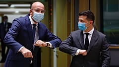 Volodimir Zelenski, presidente de Ucrania, y Charles Michel, Presidente del Consejo Europeo