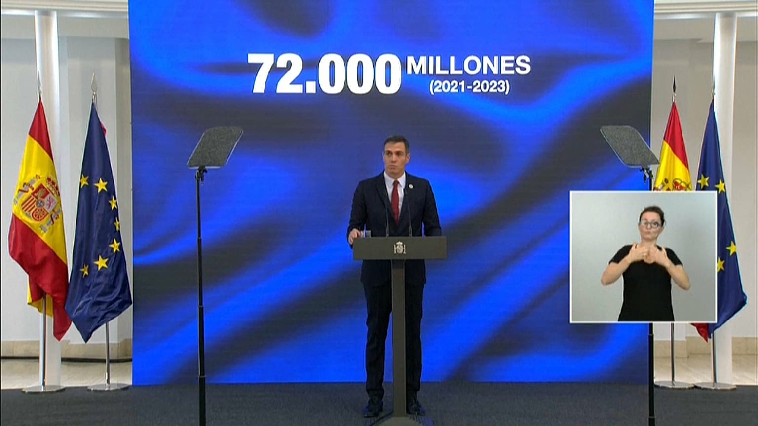 Pedro Sánchez durante su comparecencia