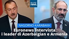 Ospiti di Euronews il presidente azero, Ilham Aliyev (a sinistra), e il primo ministro armeno, Nikol Pashinyan (a destra)