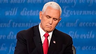 Una mosca posada sobre la cabeza del vicepresidente Mike Pence durante el debate con la senadora Kamala Harris, Salt Lake City, 7 de octubre 2020