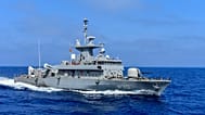 A warship participates in a joined training drill with armed forces from Greece and the United Arab Emirates near the Greek island of Crete, southern Greece. September, 2020.