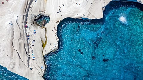 The chalk rock formations of Sarakiniko, Milos island