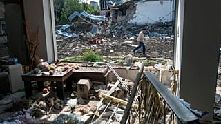 A house is destroyed by shelling during a flare-up of violence in the city known as Stepanakert for the Armenians and Khankendi to Azerbaijan. Nagorno-Karabakh, Oct. 8, 2020.