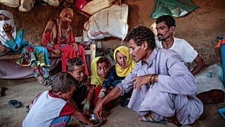 A family fighting extreme poverty is pictured in Hajjah, Yemen. Oct. 1, 2018.